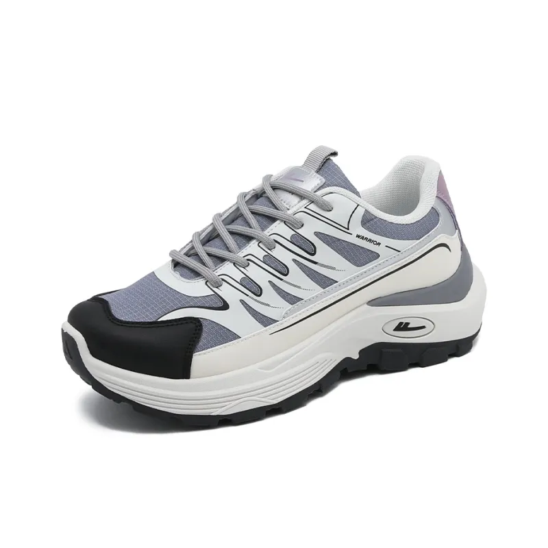 Warrior Wear Resistant Wide Coverage Lightweight Low Top Chunky Sneakers Women's White Black Purple-1
