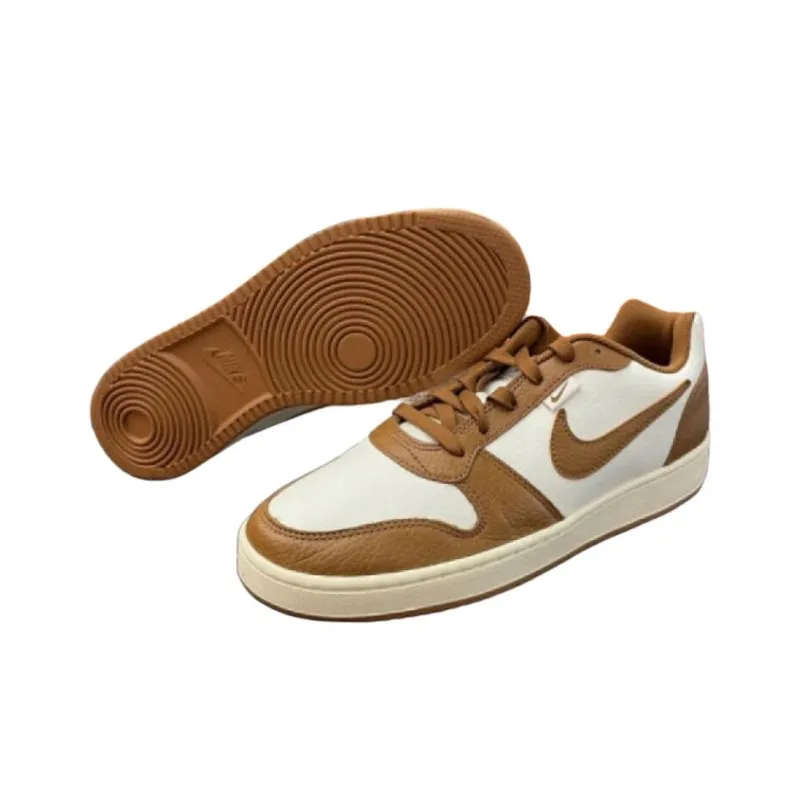 Nike EBERNON Anti Slip Wear Resistant Low Top Skateboard Shoes Men's White Brown-3