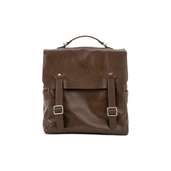 VENOF Top Grain Cow Leather Backpack Large Size Women's Vegetable Tanned Black/Vegetable Tanned Coffee