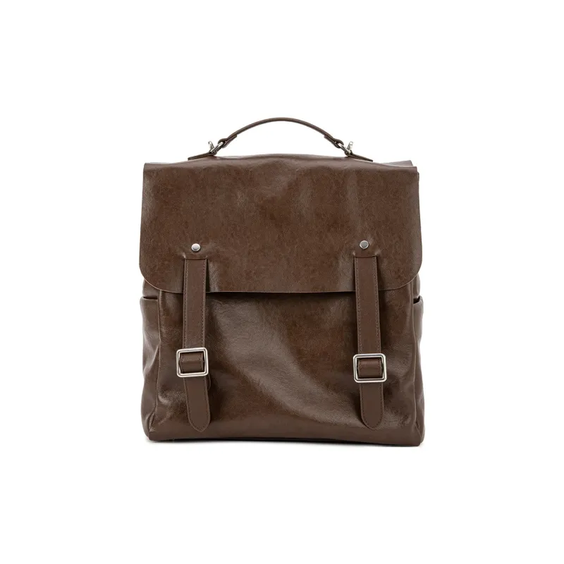 VENOF Top Grain Cow Leather Backpack Large Size Women's Vegetable Tanned Black/Vegetable Tanned Coffee-0