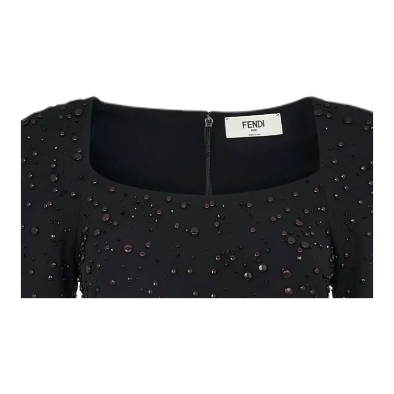 FENDI FW24 Long Sleeved Dresses Women's Black-3