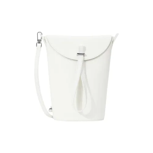 Staud Cow Leather Bucket Bag, One Shoulder Handbag Mini Women's White