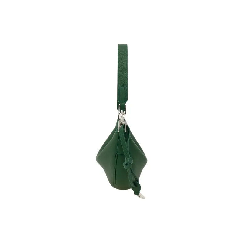 FERRAGAMO Textured Cow Leather Hobo Bag Handbag Small Size Women's Forest Green-1