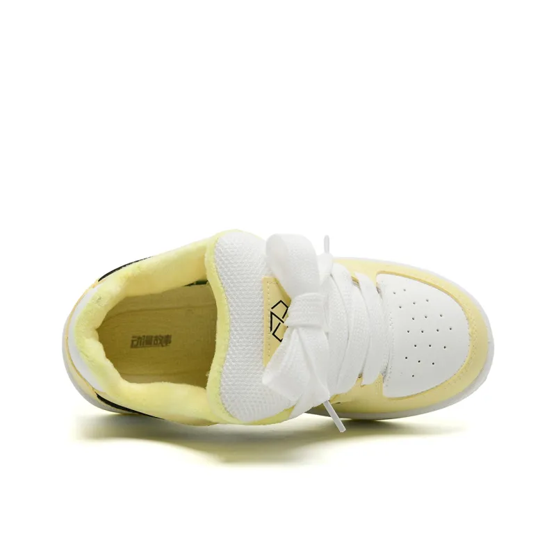 Anime Story Thermal, Slip Resistant, And Abrasion Resistant Coverage Low Top Skateboard Shoes Unisex Dynamic Yellow-4