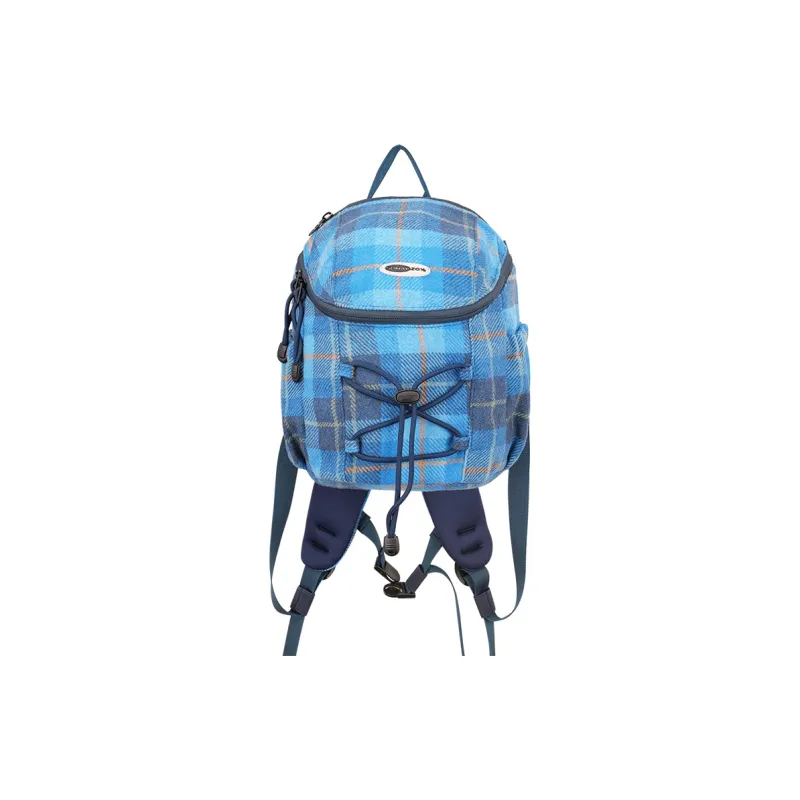 SUMAYZOY Blend Plaid Fabric Backpack Small Size Unisex Marine Blue Plaid/Grimm Green Plaid-0