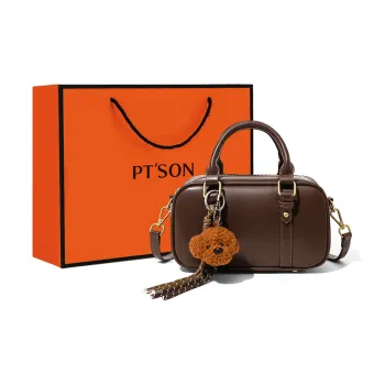 PT'SON Synthetic Leather Handbag, Shoulder Bag, Crossbody Bag, Bowling Bag Regular Women's Coffee