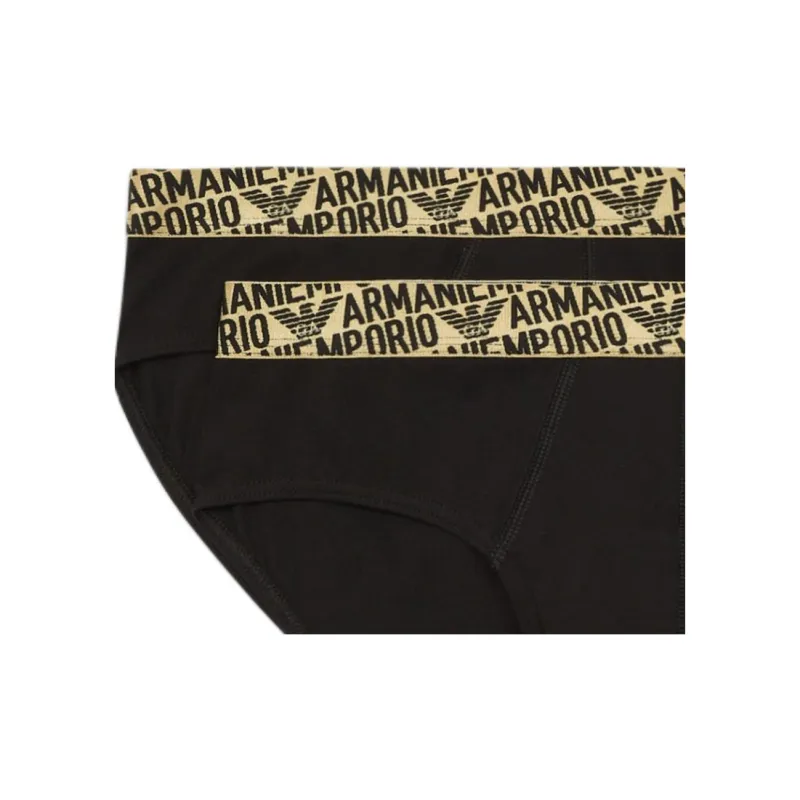 EMPORIO ARMANI Two pack Of Asv All over Shiny Logoband Organic cotton Briefs-2