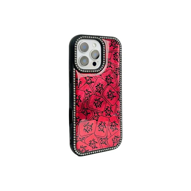 Wei Xin Acrylic Material Red Hair Word Mahjong Phone Cases Compatible With IPhone 16/15 Pro Max/Apple 13/14 Pro/Max-3