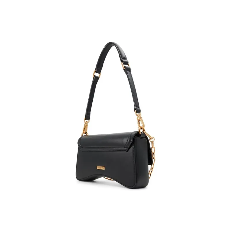 ALDO Artificial Leather Saddle Bag, Shoulder Bag Medium Size Women's Black/Dark Beige/Khaki-1