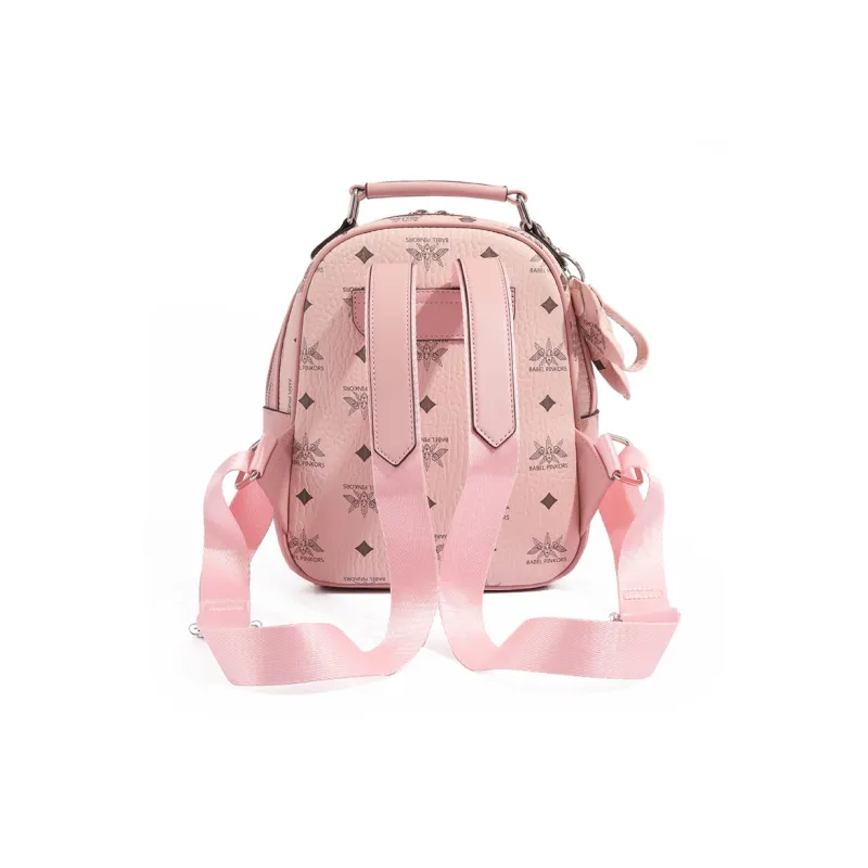 MISS GAIL Synthetic Leather Backpack Women's Pink/Beige Yellow/Black White-4