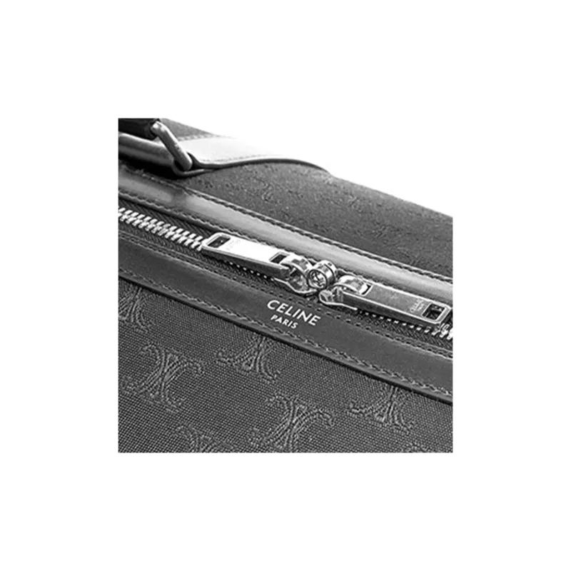 CELINE Triomphe Cow Leather Travel Bag Unisex Black-5
