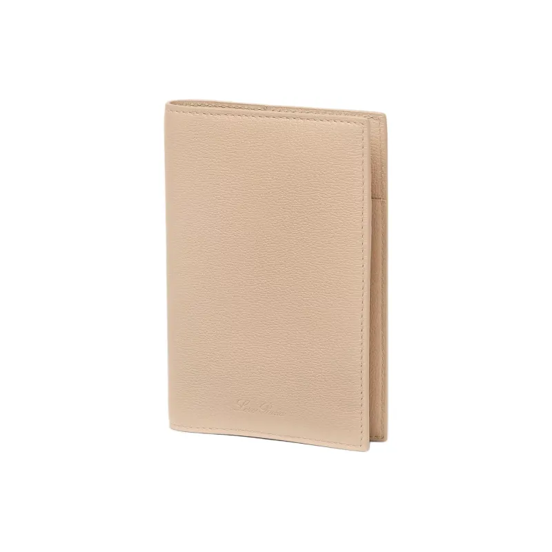 Loro Piana Calfskin Passport Holder Women's Beige Yellow-1