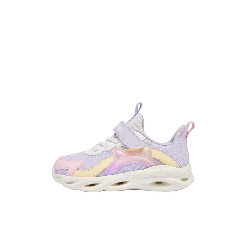 QIAODAN Anti Slip Wear Resistant Low Top Kids' Running Shoes Ice Hydrogen Purple / Jordan White Kids'-0