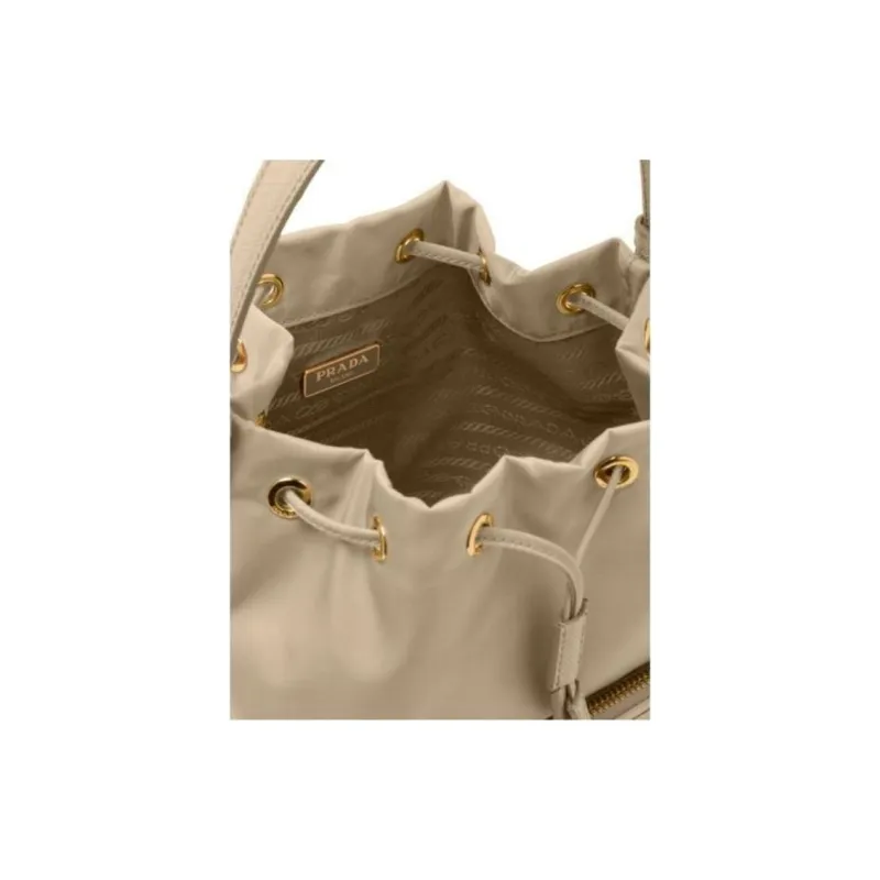 PRADA Nylon Bucket Bags One Shoulder Handbags Regular Women's Beige-3