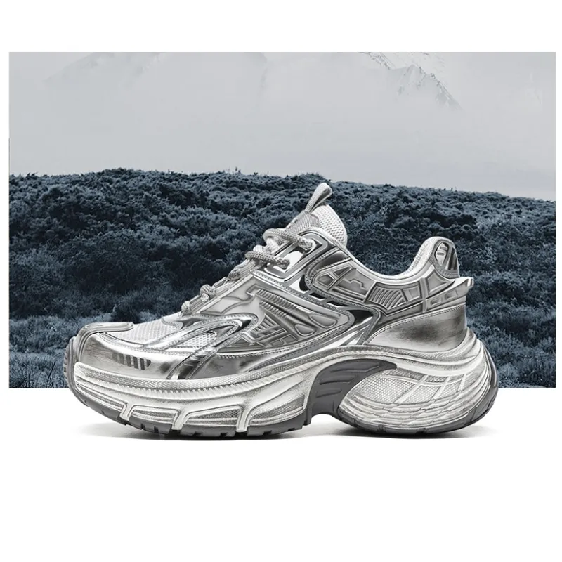 Ruomini Breathable Height Increasing Low-Top Chunky Sneakers Men's-4