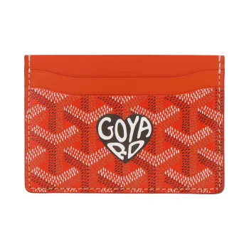 GOYARD Saint Sulpice Canvas With Leather Dog's Teeth Card Holder Card Holder Unisex Orange & Gray Small Heart