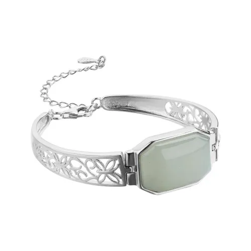 Long Fu Hetian Jade Bangles Green Jade Women's