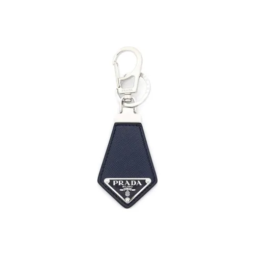PRADA Leather Keychains Unisex Blue