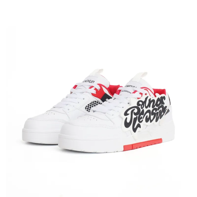 PAIN OR PLEASURE Kids' Skateboarding Shoes White Red Teenagers-4