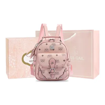 MISS GAIL Synthetic Leather Backpack Women's Pink/Beige Yellow/Black White