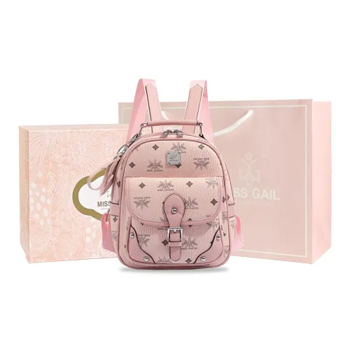 MISS GAIL Synthetic Leather Backpack Women's Pink/Beige Yellow/Black White