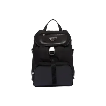 PRADA Brushed Leather Backpack Men's Black