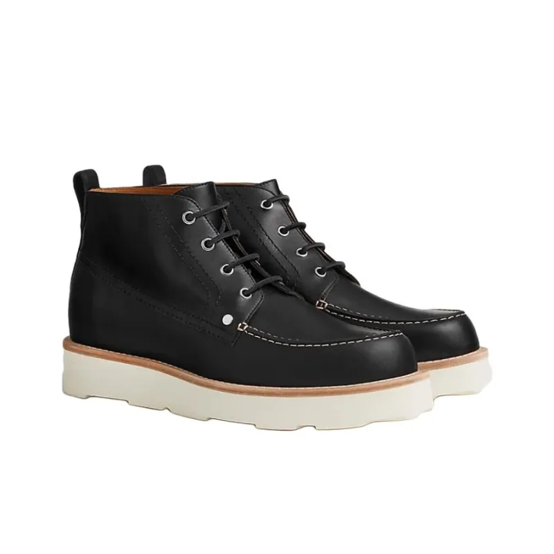 HERMES Kristopher Ankle Boots 4cm Men's Black-2