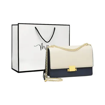 MILLIE'S Cow Leather Small Square Bag Shoulder Bag Regular Women's Premium Blue & White