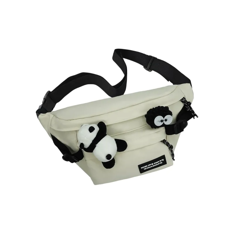 TAKI Nylon Fashion Versatile Color Blocking Advanced Slanted Crossbody Bag Regular Unisex Black/White/Purple-9