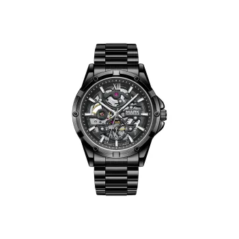 FAIRWHALE Explorer Collection Automatic Mechanical Movement Metal Strap Watch Men's Watches Black Dial