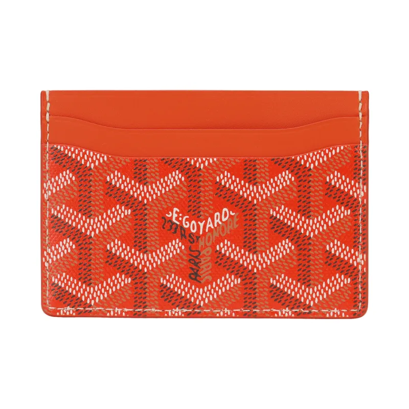 GOYARD Saint Sulpice Canvas With Leather Dog's Teeth Card Holder Card Holder Unisex Orange & Gray Small Heart-2