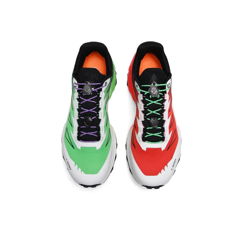 GLUNA Cushioned Wear Resistant Lightweight Low Top Trail Running Running Shoes Unisex Red Green Mismatched-2