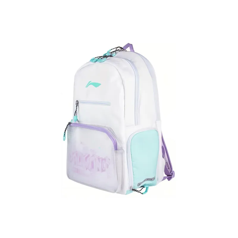 LiNing Polyester Backpack Regular Unisex White & Purple-2