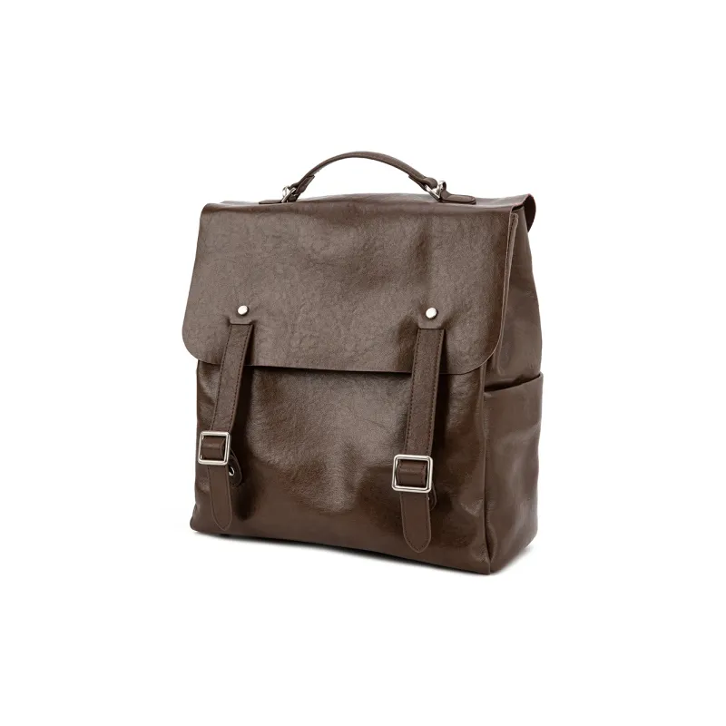 VENOF Top Grain Cow Leather Backpack Large Size Women's Vegetable Tanned Black/Vegetable Tanned Coffee-1