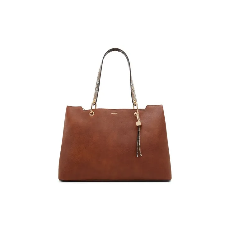ALDO Artificial Leather Tote Bag, Shoulder Bag Medium Size Women's Black/Mixed Color-0