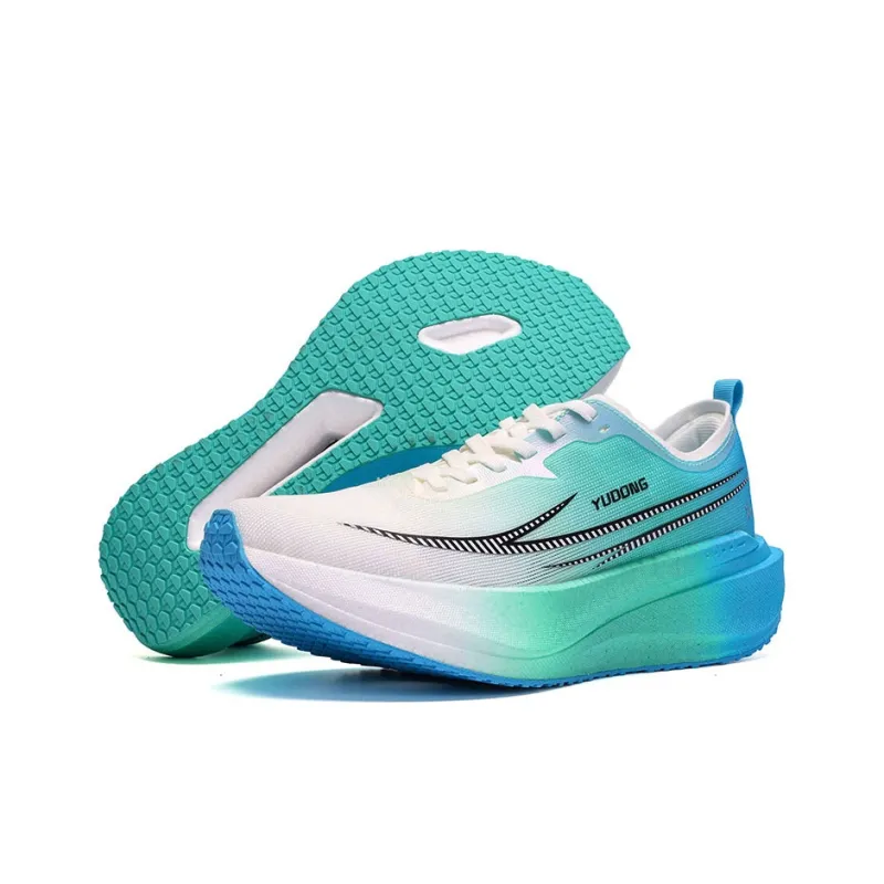 YUDONG Cushioning Anti-Slip Wear-Resistant Breathable Lightweight Rebound Low-Top Running Shoes Men's Peacock Blue-4