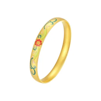 WINY 999 Fine Silver Bangles Women's Gold