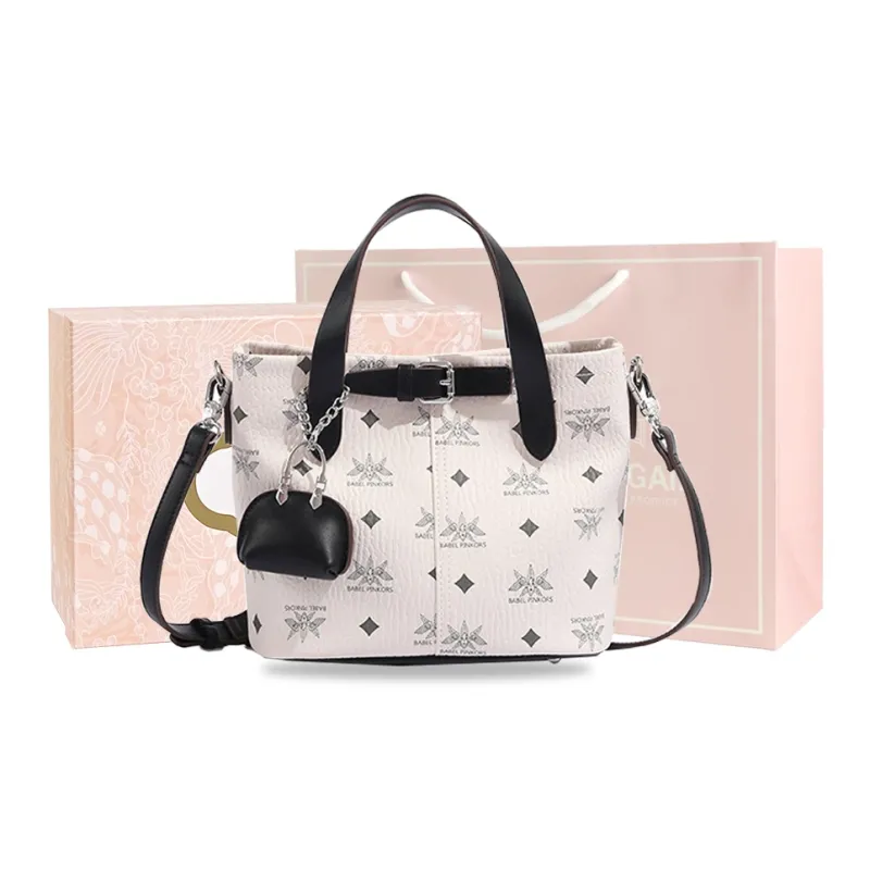 MISS GAIL Artificial Leather One Shoulder Handbag Crossbody Bag Women's Pink/Black White/Beige Yellow-7