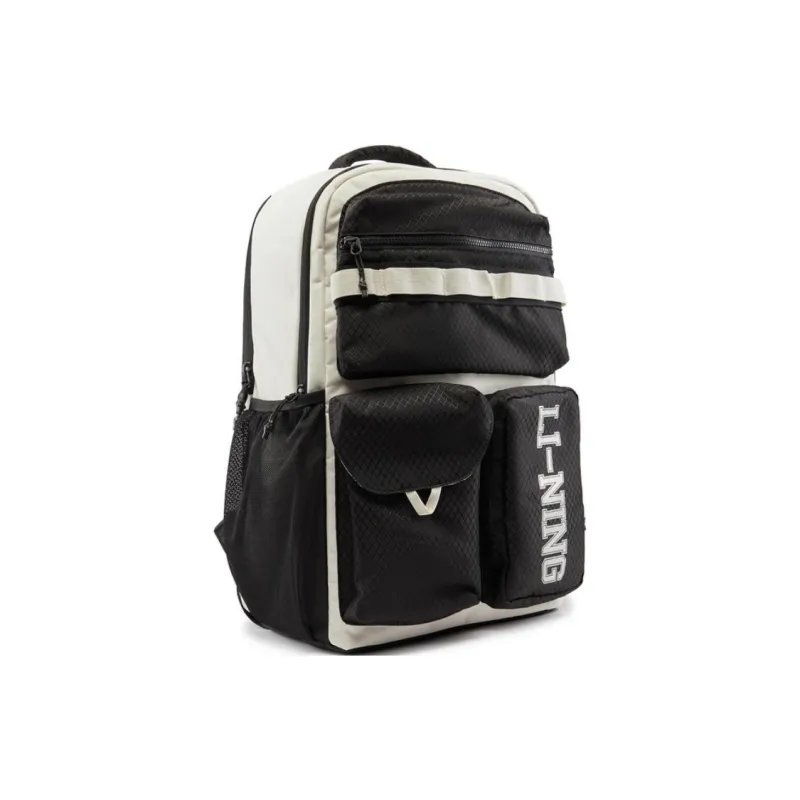 LiNing Sports Life Collection Polyester Backpack Unisex Black & Silver Fir Gray-2