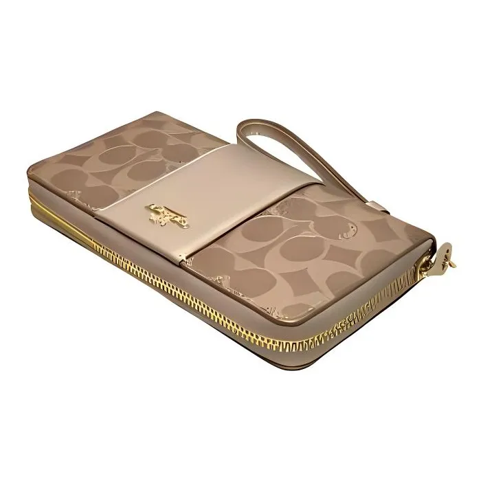 COACH Boxed Coated Canvas Wallet Small Size Women's Tan Light Champagne-2