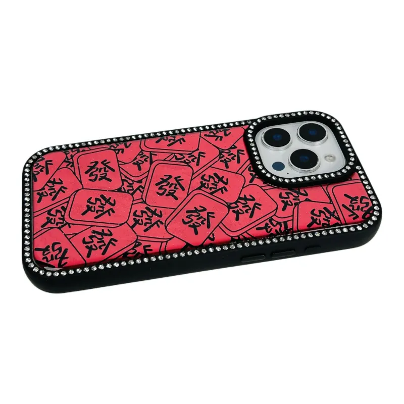 Wei Xin Acrylic Material Red Hair Word Mahjong Phone Cases Compatible With IPhone 16/15 Pro Max/Apple 13/14 Pro/Max-5