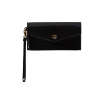 MIU MIU Patent Leather Card Holder Women's Black & Red