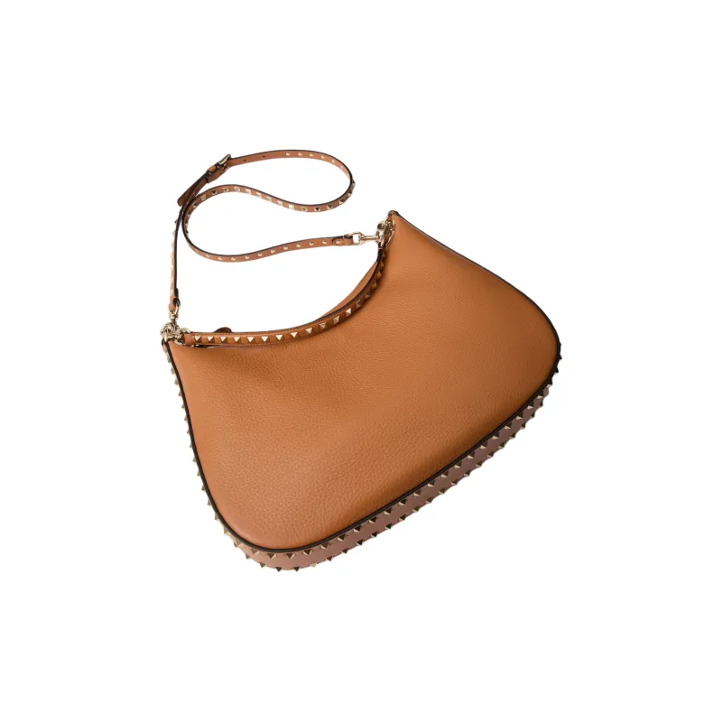 Valentino GARAVANI Calfskin Shoulder Bag Trumpets Women's Almond-4