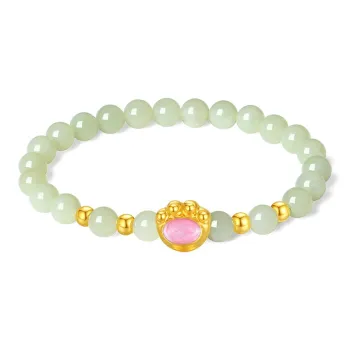 Furunlai Q Cute Cat Paw Jewelry Solid Gold 999 Priced In Gram Gold Bracelet Unisex