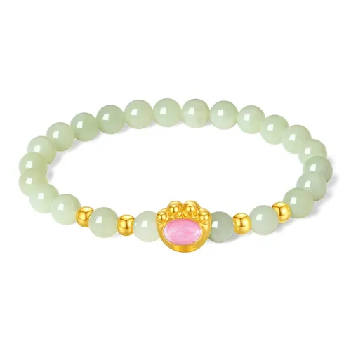 Furunlai Q Cute Cat Paw Jewelry Solid Gold 999 Priced In Gram Gold Bracelet Unisex