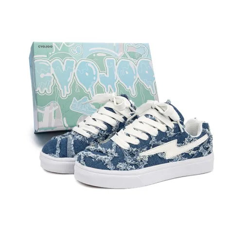 CVOJOO Gift Box Set Slip Resistant Low Top Skateboard Shoes Unisex Denim Blue