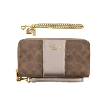 COACH Boxed Coated Canvas Wallet Small Size Women's Tan Light Champagne