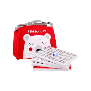 ZIHU Mini Travel Small Mahjong Size 24 Red Handmade Mini Mahjong Tiles Board Games