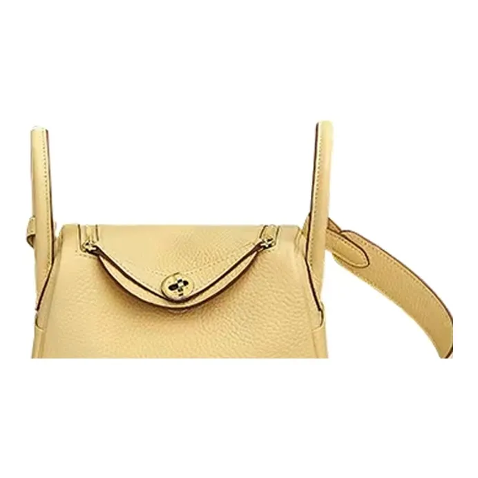 HERMES Lindy Clemence Bullock Leather Handbags Shoulder Bag Crossbody Bag Mini Women's Chick Yellow-4