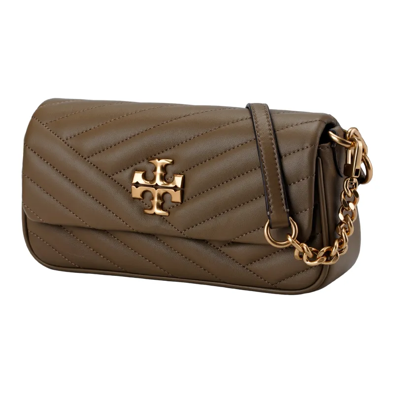 TORY BURCH Kira Leather Handbag, Shoulder Bag Trumpets Women's Brown Green-1